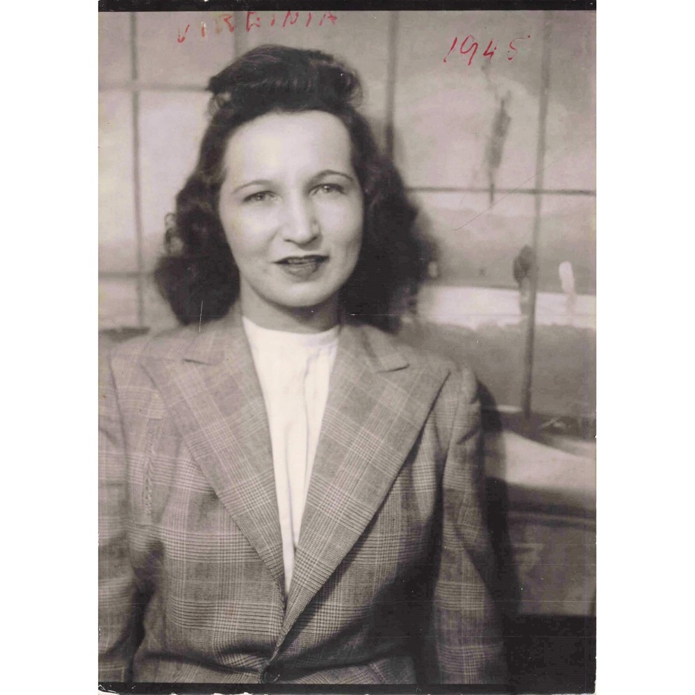 Vtg 1940s Virginia Woman Portrait Photo Suit Jacket Dress 1945 Eufaula, Alabama - Picture 1 of 4